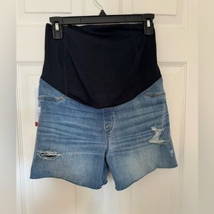 Ingrid and Isabel Over Belly Maternity Jean Shorts